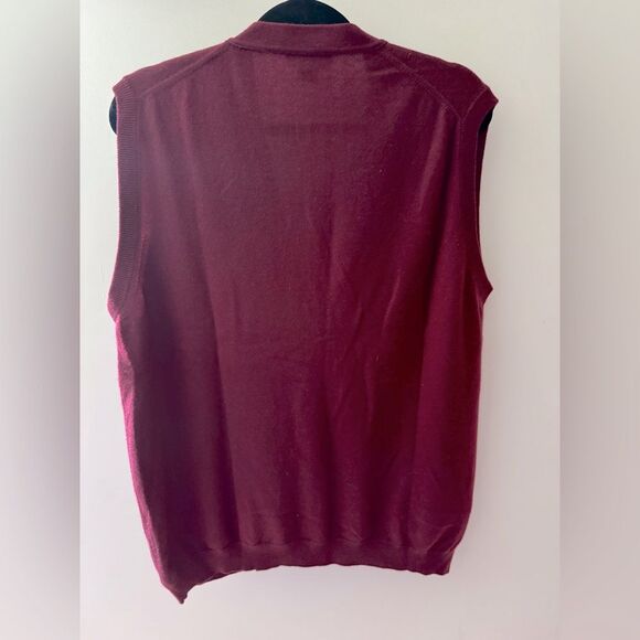 Vintage Academia MALO Janet Brown 100% Cashmere Burgundy Button Down Vest Sz 50 - Picture 2 of 5